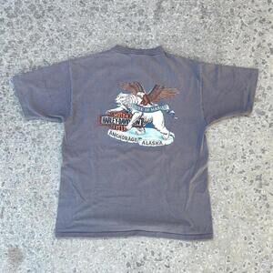 VNTG Harley-Davidson Anchorage Alaska Henley USA T-Shirt (L)
